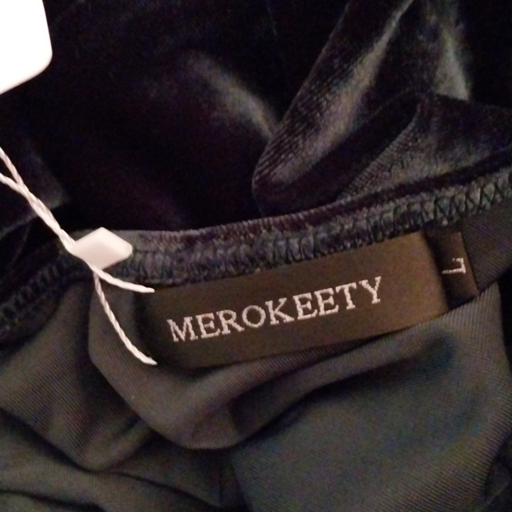 Merokeety Women's Emerald One Shoulder Velvet Wrap Slit Midi Dress NWT Size L - Picture 14 of 15
